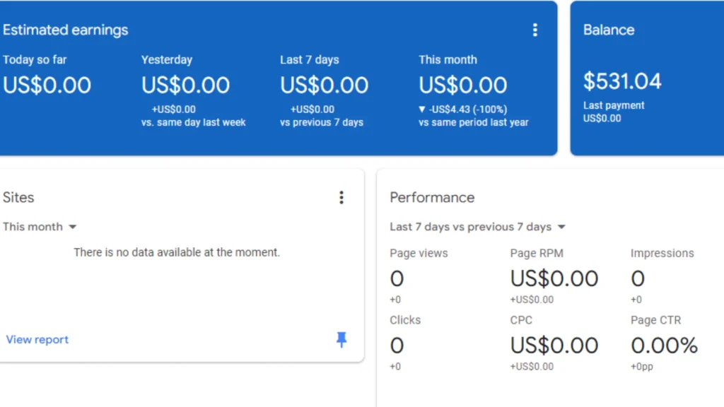 Google Adsense earning  