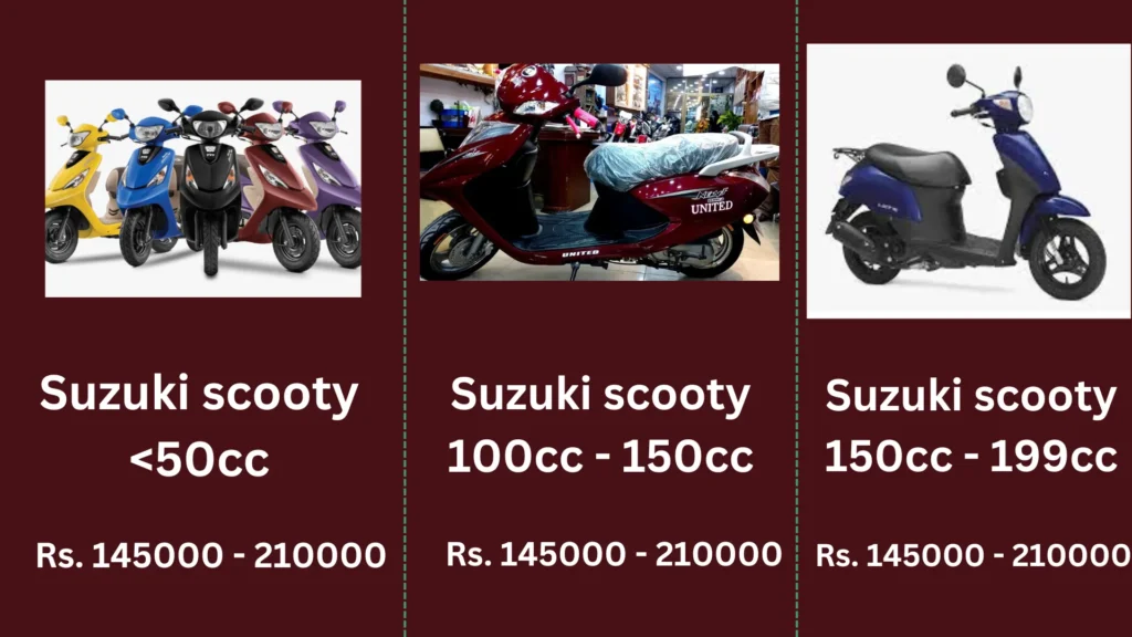 Suzuki Scooties Rates in Pakistan
 