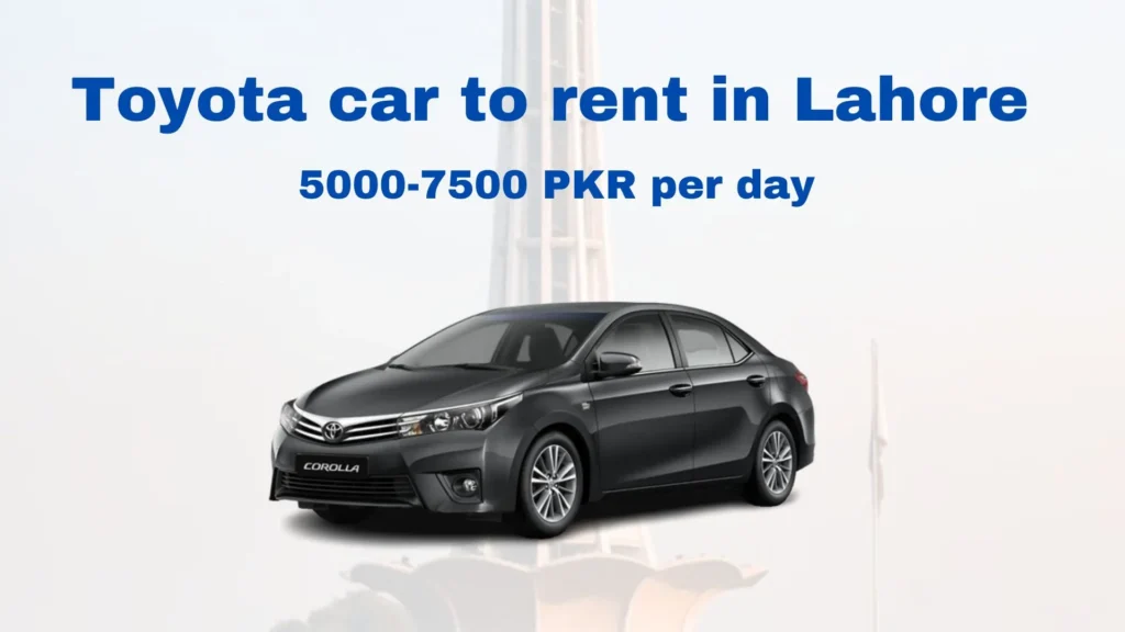 Toyota car to rent in Lahore